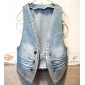 Korean Fashion Light Blue Sequins Summer Waistcoats Denim Slim Female Vest