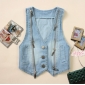 Summer Zipper Wild Bow Gentlewoman Waistcoats Denim Slim Female Vest