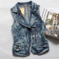 Korean Zipper Lapel Fashion Waistcoats Denim Slim Female Vest