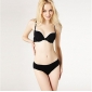 3 / 4 Cup Black Seamless Steel Ring Padded Detachable Shoulder Strap Bras