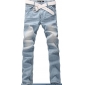 Men's Korean Style Jeans Straight Trousers Light Blue Jeans