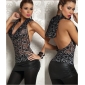 Halter Sleeveless V-neck European Style Clubwear Backless Tops