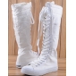 Women's White Leasure Canvas Knee High Boots
