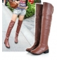 Women's Fashion Low Heel Spring Brown Knee High Boots