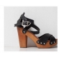 European Style Retro Cross-belt Rivets Clogs High-heeled Sandals