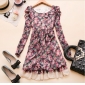 Women's Korean Chiffon Long-sleeved Puff Sleeve Dresses