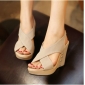 Women's Rivet Cross Straps Korea Wedges Sandal
