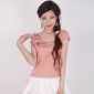 Sweet Slim Flax Blouses Short-sleeved Tops
