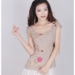 Ladies' Simple Short Sleeve Embroidered Tops