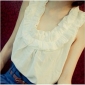 Ladies' Korea White Sleeveless Blouses Loose Chiffon Tops
