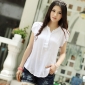 Summer Korea Cotton Tops Slim Short Sleeve Blouses