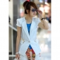 Women Korea Slim Elastic Chiffon Short Sleeve Coats