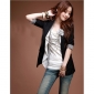 Women Korea Slim Black Coats