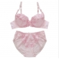 Pink Rose Embroidery Bra Brief Underwear Sets