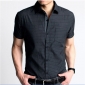 Check Slim Short Sleeve White Shirts for Men