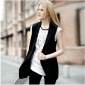 Black Slim Long Waistcoats for Women
