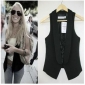 Korea Black Sleeveless Waistcoats for Women