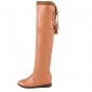 Women's European Style Tassel Wedges Lace Up knee Tight High Boots