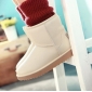 Ladies' Fashionable Non-slip Waterproof Platform Leather Flats Warm Ankle Snow Boots for Women